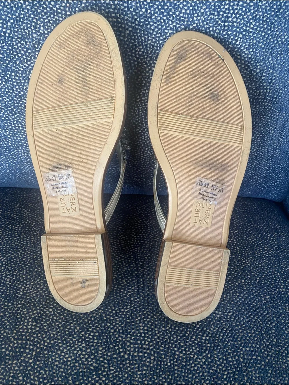 Naturalizer Gold Jeweled T-Strap Flip Flops